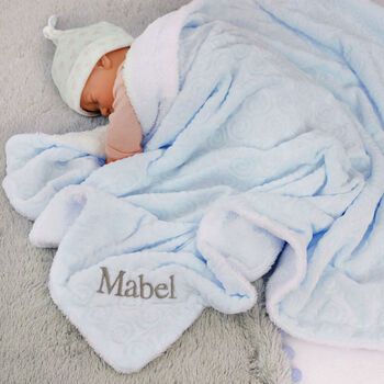 Personalised Blue Sherpa Blanket Elephant Comforter Set, 6 of 8