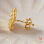 Filigree Square Detailed Stud Gold Plated Silver Earrings, thumbnail 7 of 9