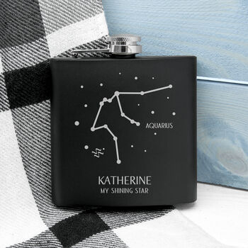 Personalised Star Sign Hip Flask, 5 of 12