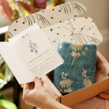 40th Birthday Milestone Birth Flower Scarf Gift Box, 12 of 12