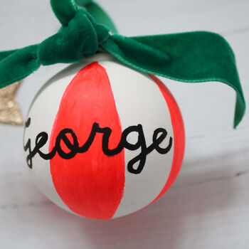 Personalised Striped Ceramic Bauble, 3 of 12