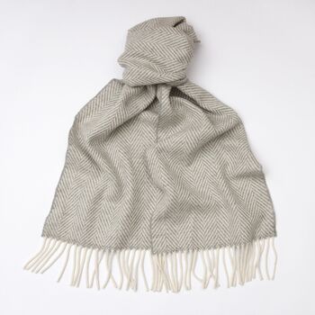 Cashmere Blend Herringbone Scarf, 8 of 12