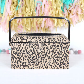Personalised Leopard Print Sewing Box, 3 of 4