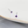 Sterling Silver February Birthstone Amethyst Cz Stud Earrings, thumbnail 4 of 12