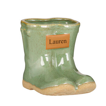 Personalised Green Welly Boots Planter, 2 of 9