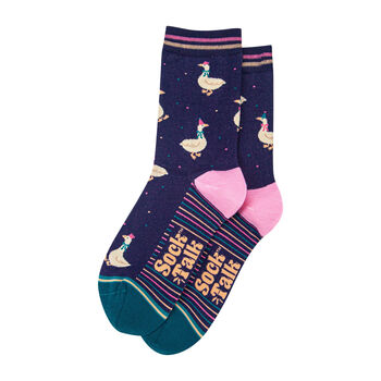 Silly Goose Women's Bamboo Socks Navy Blue, 3 of 4