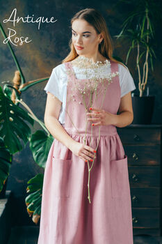 Linen Pinafore Apron | Studio Artist Smock, 6 of 12
