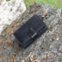 Women's Luxury Black Leather Tab Trifold Purse Rfid Protected Personsalised, thumbnail 3 of 7