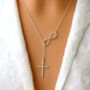 Y Shape Long Infinity And Cross Necklace, thumbnail 1 of 4