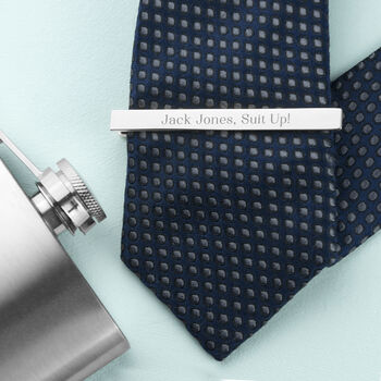 Personalised Rhodium Plated Tie Clip, 4 of 8