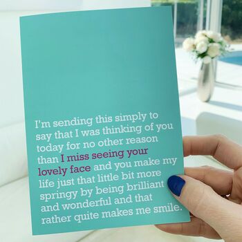 'I Miss Seeing Your Lovely Face' : Miss You Card, 2 of 2