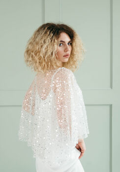 Beaded Bridal Capelet | Wedding Dress Cape, 9 of 10