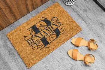 Personalised Coir Doormat With Split Initial Letter, 6 of 9