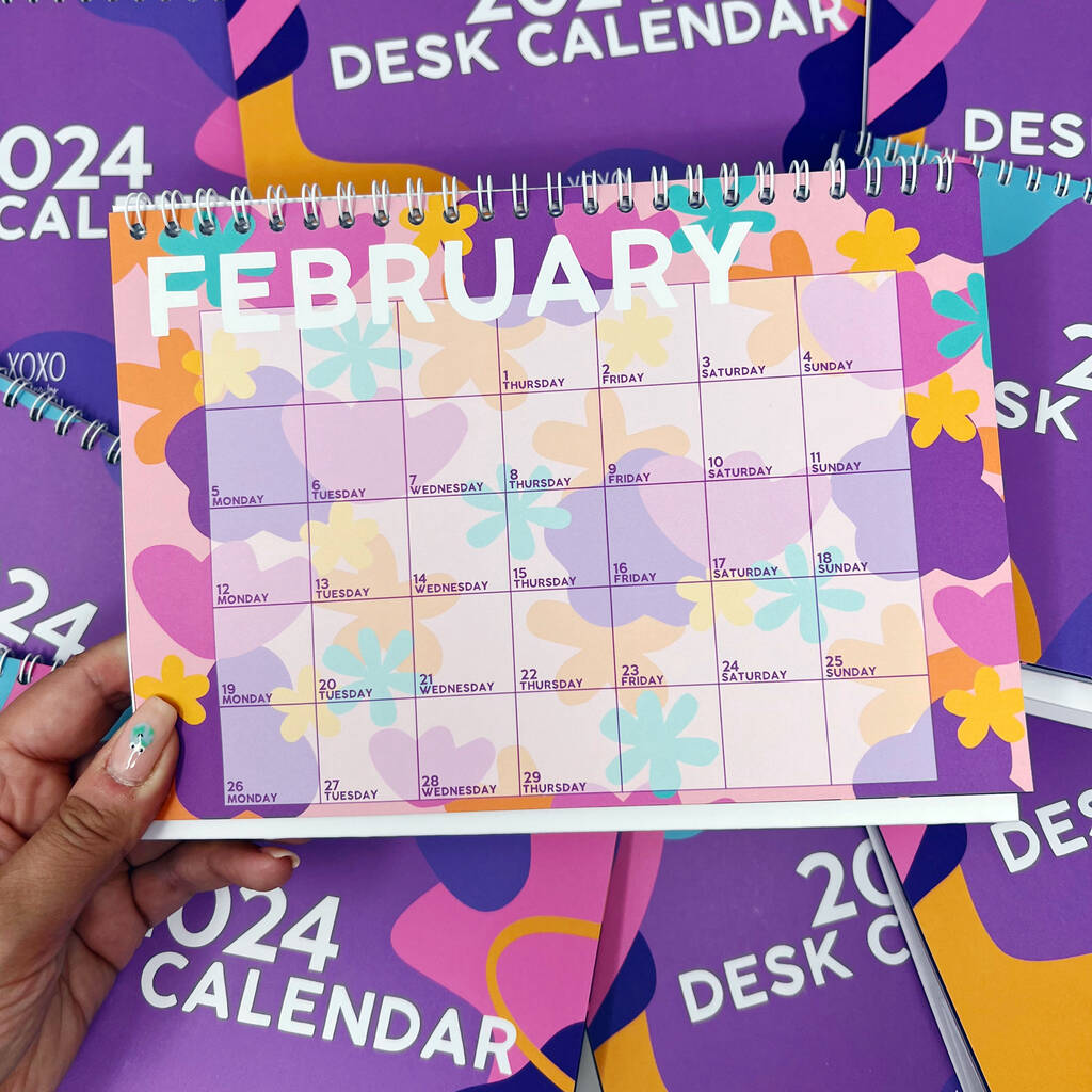 2024 Colourful Patterned A5 Desk Calendar By Xoxo Designs by Ruth