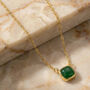 Gold Emerald Green Square Necklace, thumbnail 3 of 5