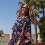 'Cleo' Navy Folk Floral Kaftan, thumbnail 8 of 9