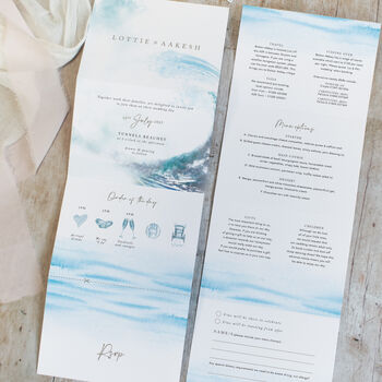 Ocean Road Concertina Wedding Invitations With Integrated RSVP, 2 of 7