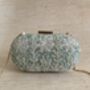 Mint Green Raw Silk Oval Pearl Clutch Bag, thumbnail 3 of 8