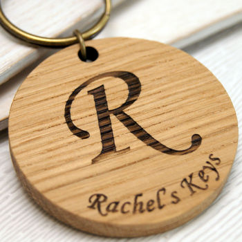 Personalised Initial Wooden Keyring, 2 of 5