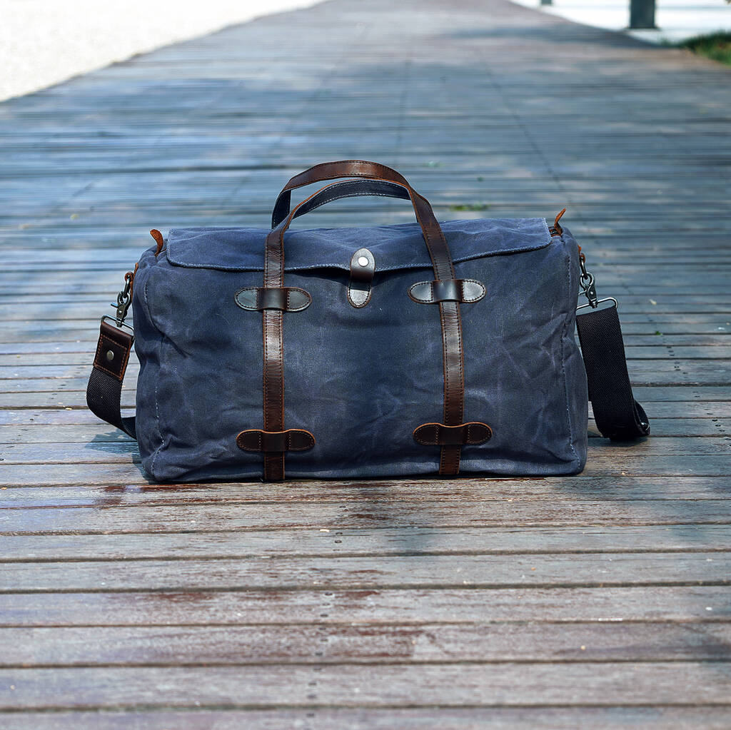 Handmade Vintage Look Waxed Canvas Travel Bag By EAZO