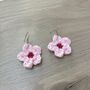 Handmade Crochet Cherry Blossom Earrings, thumbnail 5 of 8