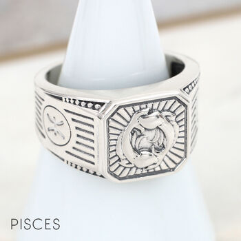 Mens Personalised Sterling Silver Zodiac Ring, 9 of 12