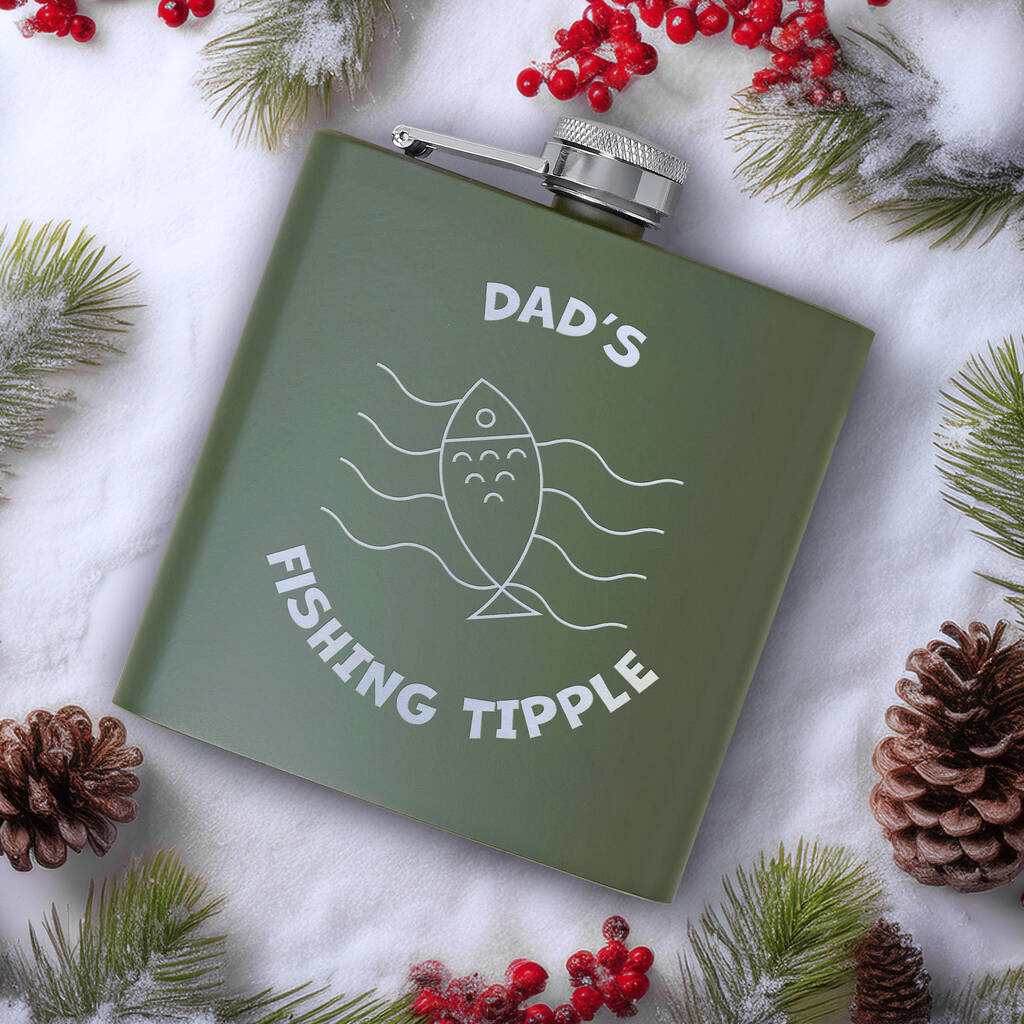 Personalised Fishing Tipple Hip Flask, 1 of 8