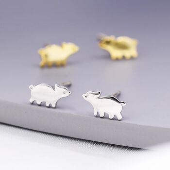 Baby Pig Stud Earrings In Sterling Silver, 2 of 11