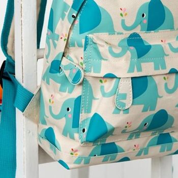 Little Girls Blue Elephant Personalised Backpack, 2 of 6
