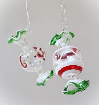 Set Of Four Glass Sweetie Hanging Decorations, 2 of 5