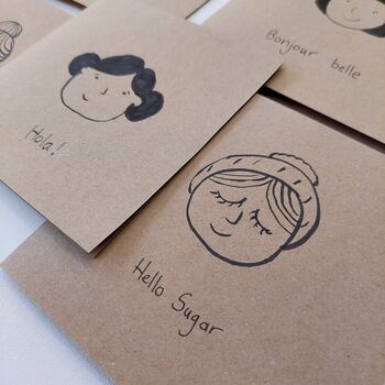 'Doodle Faces' Blank Greeting Card Pack, 5 of 5