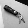 Handmade Personalised Thick Black Leather Belt Loop Keyring, thumbnail 1 of 4