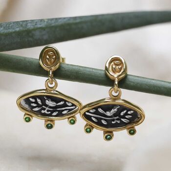 Gold Plated Sterling Silver Hieroglyphics Earrings, 5 of 11