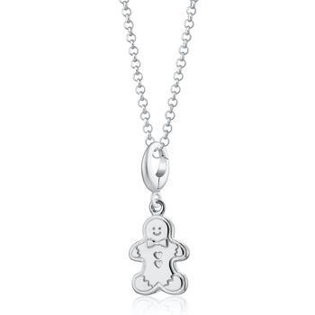 Gingerbread Man Charm Necklace, Silver Or Gold Plated, 4 of 11