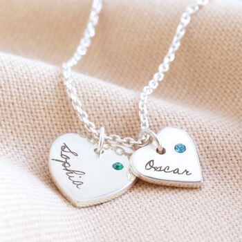 Personalised Swarovski Double Heart Charm Necklace, 2 of 8