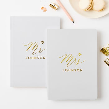 Personalised Mr And Mrs Foiled Notebook Pair, 2 of 7