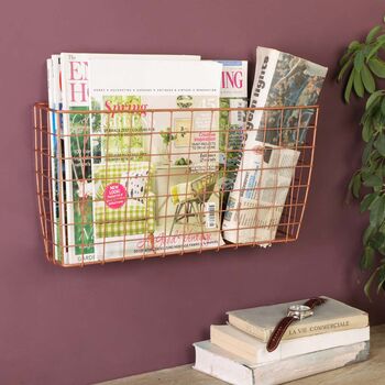 Industrial Copper Wire Wall Storage Basket, 3 of 6