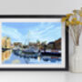 Limehouse Basin Marina Illustration Art Print, thumbnail 3 of 3