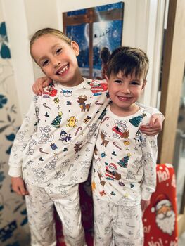 Colour Me In Kids Christmas Pyjamas With Pens, 5 of 10