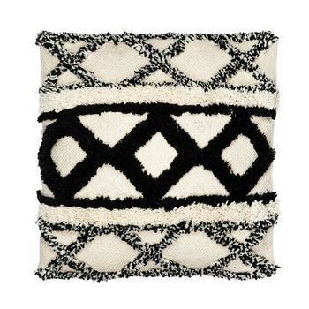 Black And Cream Tufted Diamond Cotton Cushion Cover, 2 of 3