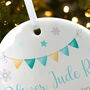 My First Christmas Baby Boy Garland Ceramic Disc Hanging Decoration Bauble + Gift Box, thumbnail 4 of 6