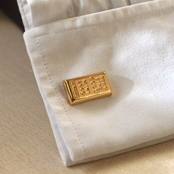 Gold Bar Cufflinks Gift For Men 316 L Stainless Steel Luxury Accessory, 6 of 7