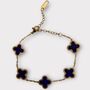 18k Gold Plated Navy Blue Clover Bracelet, thumbnail 1 of 7