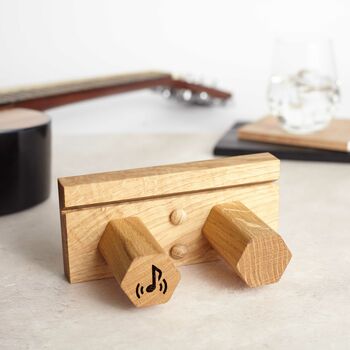 Wall Mounted Solid Oak Guitar And Plectrum Stand, 9 of 11