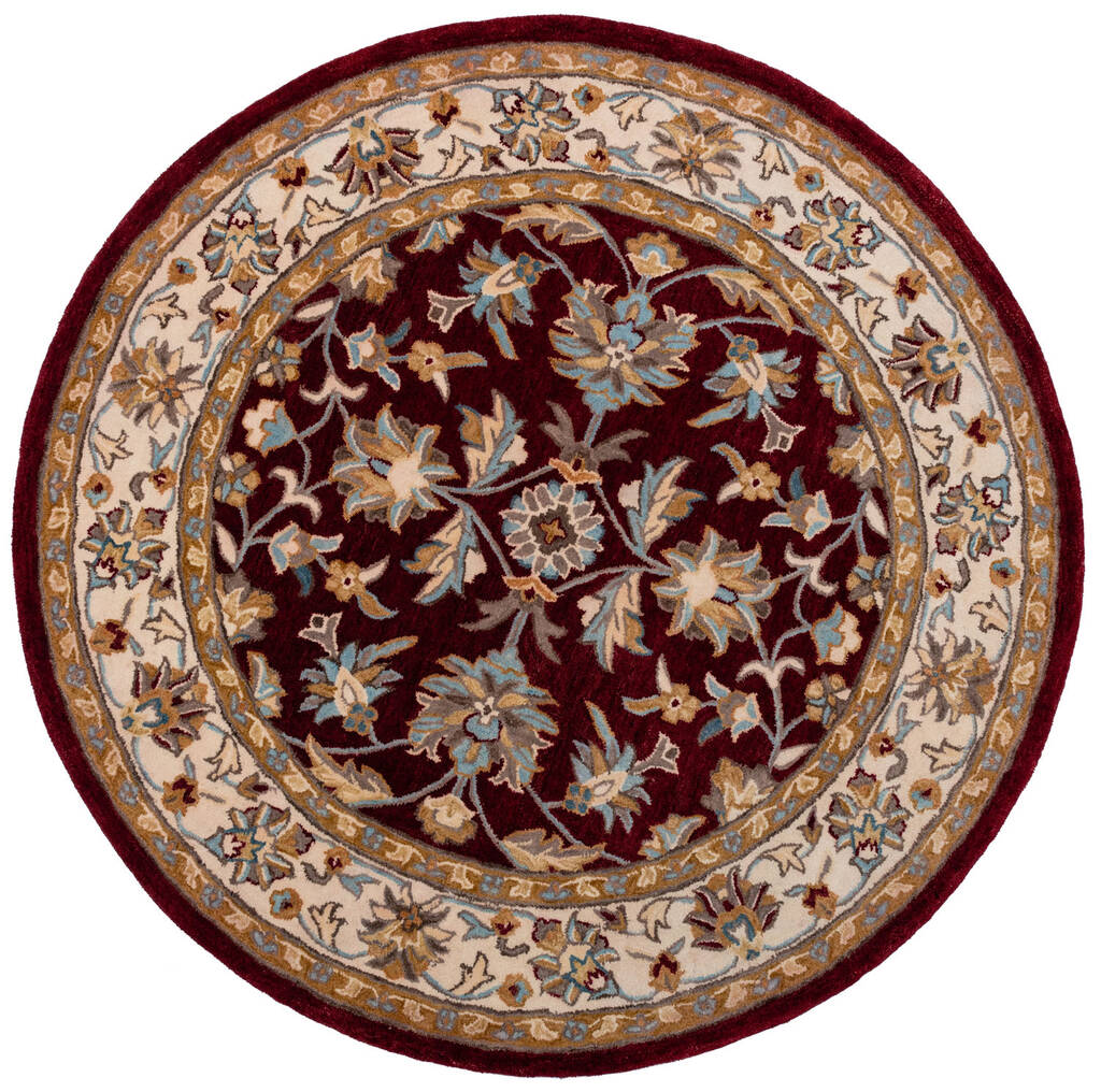 Agra Herat Dark Red Circle Rug By The Rugs Warehouse