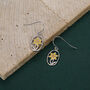 Sterling Silver Enamel Daffodil Oval Drop Earrings, thumbnail 3 of 11