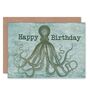 Happy Octopus Tentacles Vintage Style Birthday Card, thumbnail 1 of 3