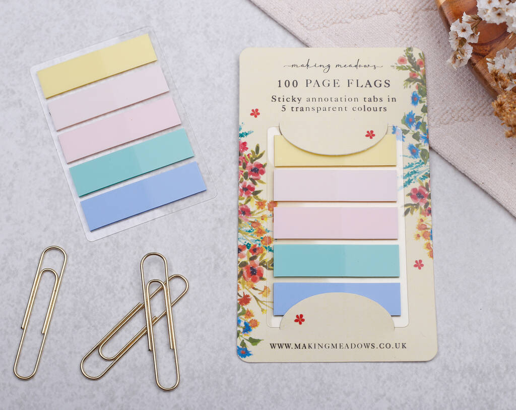 Yellow Transparent Sticky Page Flags Colourful Tabs, 1 of 2