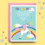 Personalised Thank You Note Cards With Rainbow Unicorn, thumbnail 1 of 2