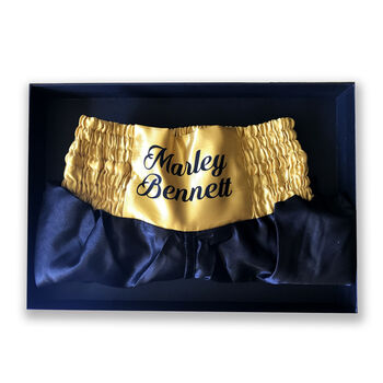 Personalised Leather Boxing Gloves And Shorts Combo Set, 5 of 6